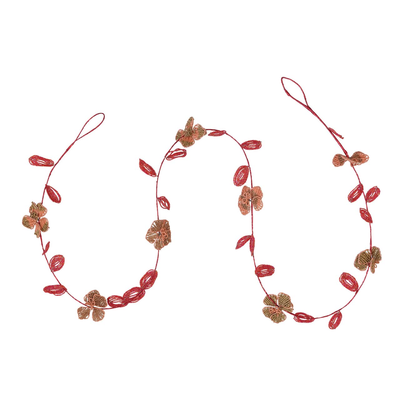 Hello Honey® 6ft. Pink Glass Bead Wired Leaves & Flowers Garland